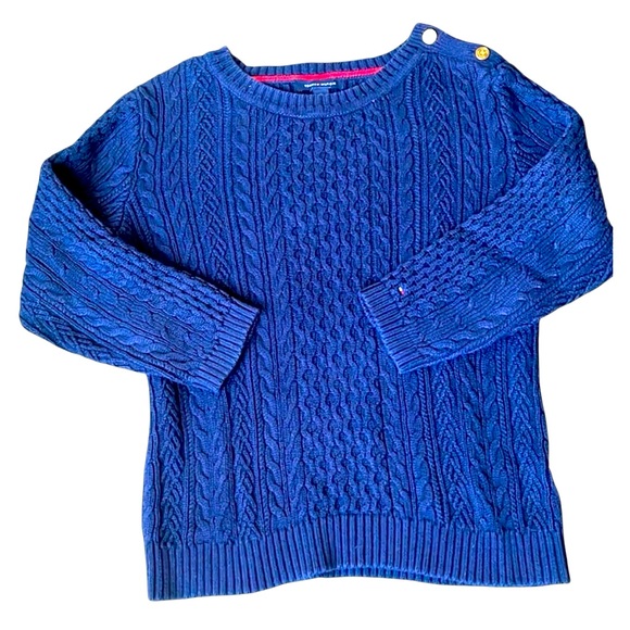 Vintage Y2K Tommy Hilfiger Women’s Navy Cabled Nautical Pullover Sweater Size M - Picture 1 of 14